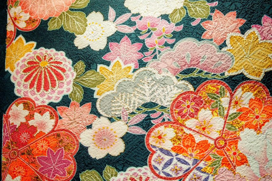 新品正絹 京友禅工芸紅型藍染原色染お洒落単衣兼用縮緬地九寸なごや帯